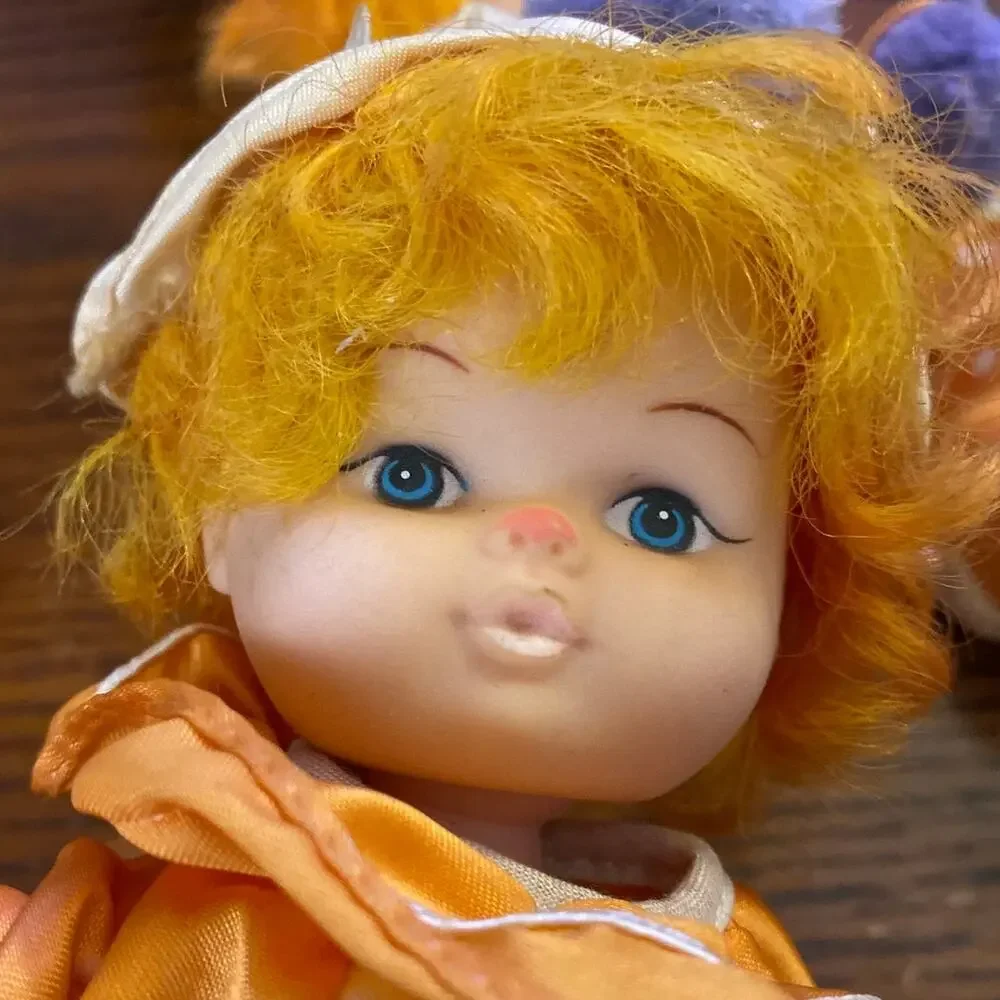 Vintage Clown Doll Lot BoBo 1970s Rubber Dollies Red Orange Hair Pom poms